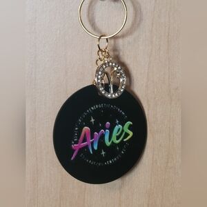💀NEW 💀 Aries Zodiac Keychain with Gold Accent